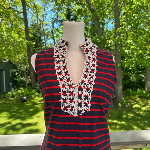 Sail to Sable Star Spangled Shift Dress Size S in Navy/Red Stripe - Picture 2 of 11